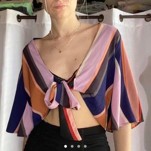 4si3nna The Label Stripe tie Front Top